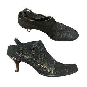 CYDWOQ Vintage / caution Leather Kitten heels bootie bronze metallic brown 39 9